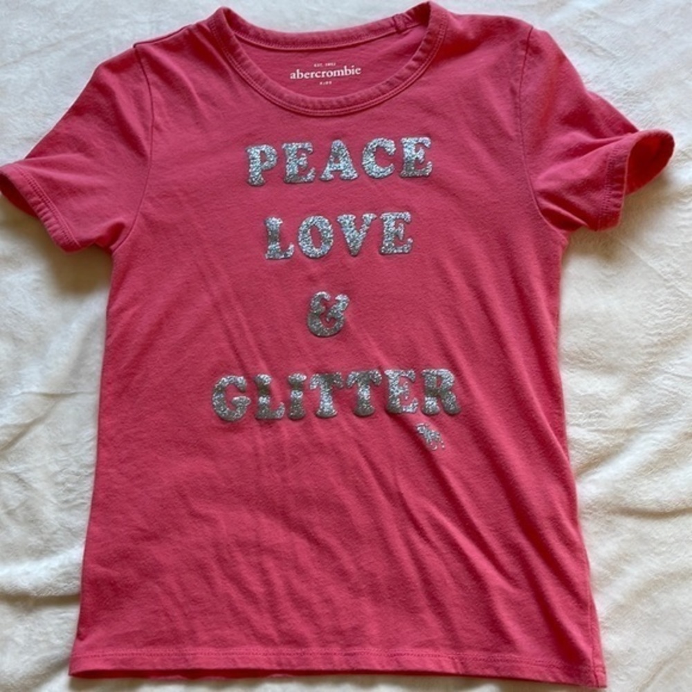 Abercrombie Girls Pink Glitter Top. Size 9/10